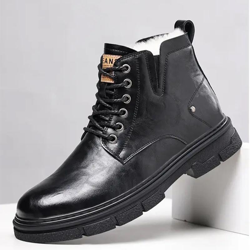 New Boots Men Winter Fashion Plush Shoes Snow Boots Male Casual Outdoor Sneakers Lace Up Warm Shoes Non Slip Ankle Boots Male
