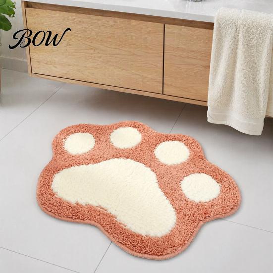 Cute Home Decor Rug Cat Paw Bath Mat, Non-Slip Soft Fluffy Rug, Absorbent Durable Bathroom Carpet Washable Area for Entrance Bedroom Anti-slip Shower