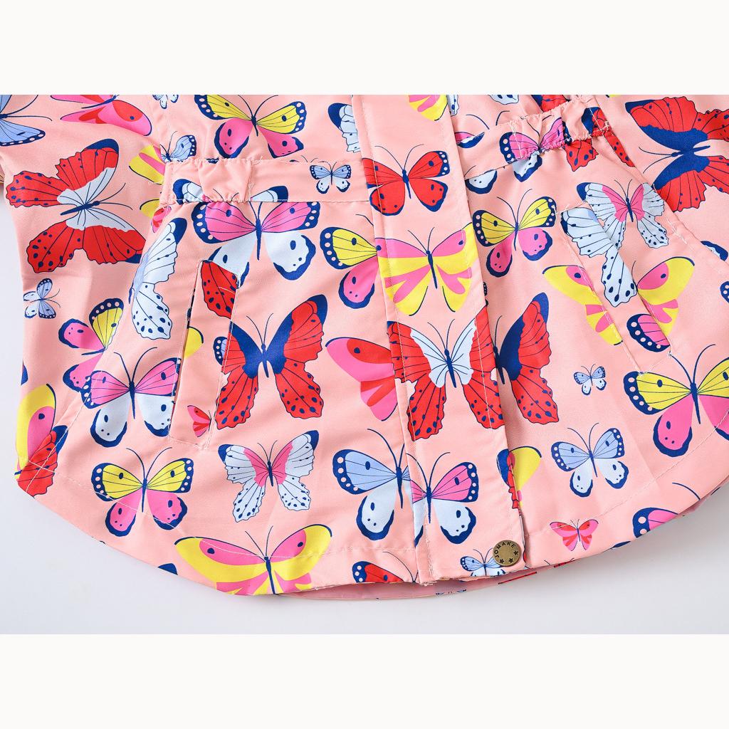 Fall Girls Butterfly Print Waist Jacket Girls Double Layer Hooded Zipper Shirt Fashion Windbreaker Jacket