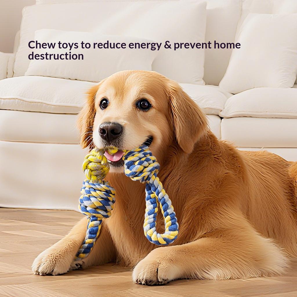 Indestructible Cotton Rope Tug Toy For Large Medium Dogs,Interactive Training Chew Toy,Tough Teeth Cleaning Stress Relief Fidget