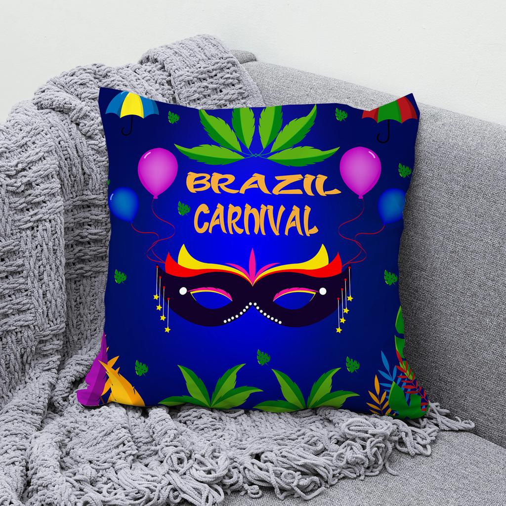 Patterns Of The Brazilian Carnival Throw Pillow Cover With Short Plush Print For Living Room Sofa Decoration Cushion Cover