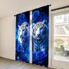 2 Stück - Vorhänge mit Weißtiger- und blauer Rosen-Druck, Stangentaschenvorhänge, Heimdekoration, Raumdekoration