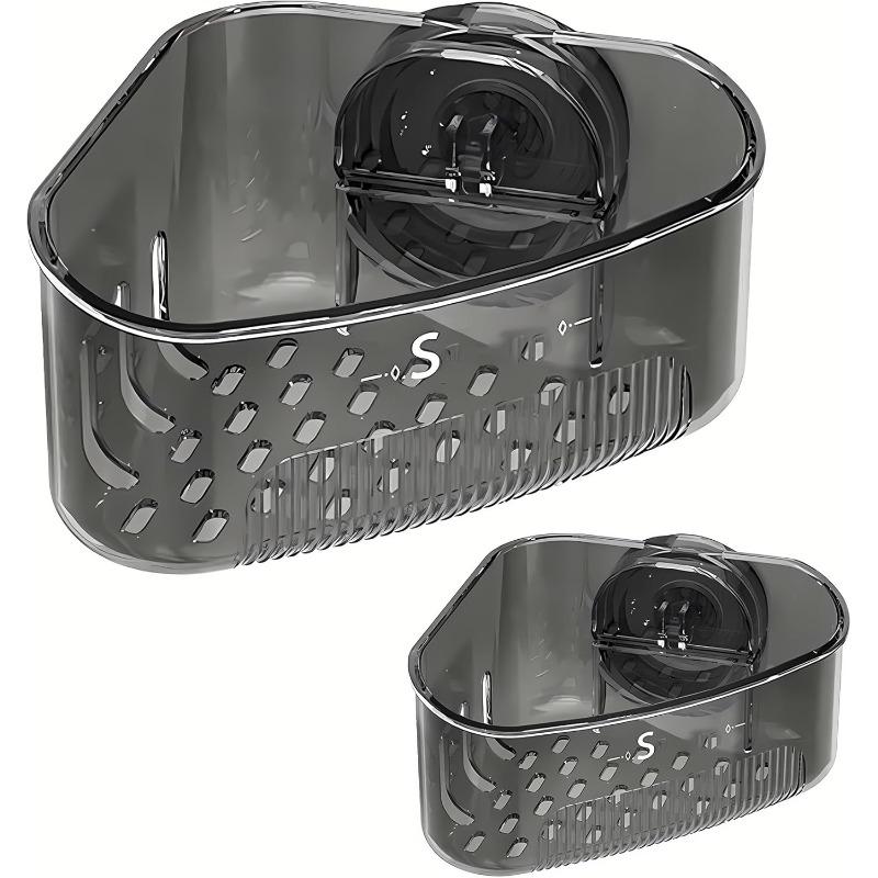 

2-Pack Kitchen Sink Organizer Rack - Sponge & Scrubber Holder with Suction Cup/Adhesive Mount, Corner Drain Soap Box (Black)