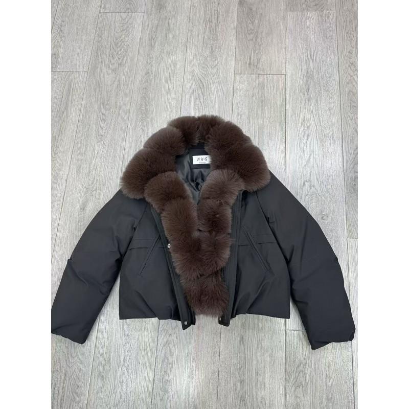 Womens Short Winter Parka With Detachable Faux Fur Collar Thick Warm Cotton Coat Loose Fit Cold Weather
