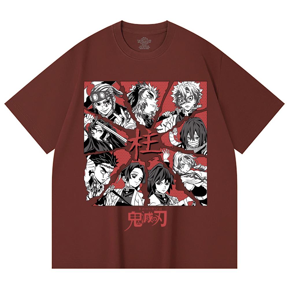 230 Gsm 100% Cotton Demon Slayer V81 Hashiras Print Unisex Heavy Cotton T Shirt