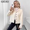 Women's Vintage Casual Solid Color Print Autumn Winter Long Sleeve POLO Neck Jackets & Coats