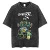 British Classic Virtual Band Gorillaz Poster Tshirt Men Women Streetwear Hip Hop Vintage Washed Cotton Top Oversized Summer Tee