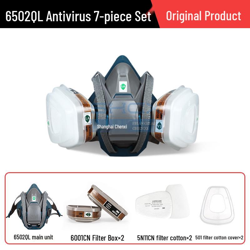 3M 6502QL Snabbspänne Anti-Formaldehyd Silikonmask Set för Skydd mot Sprutmålning