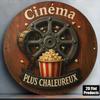 Vintage French Cinema Sign Aluminum X Inch Round Popcorn Decor Plaque