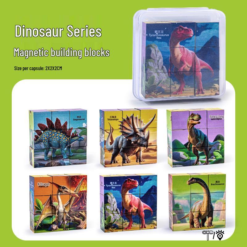 Early Education Magnetic Building Blocks - 3D Cartoon Animal Puzzle Cubes