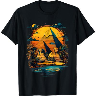 Ancient Egypt Sphinx Pyramid Sunset Tutankhamun Egyptian God T-Shirt
