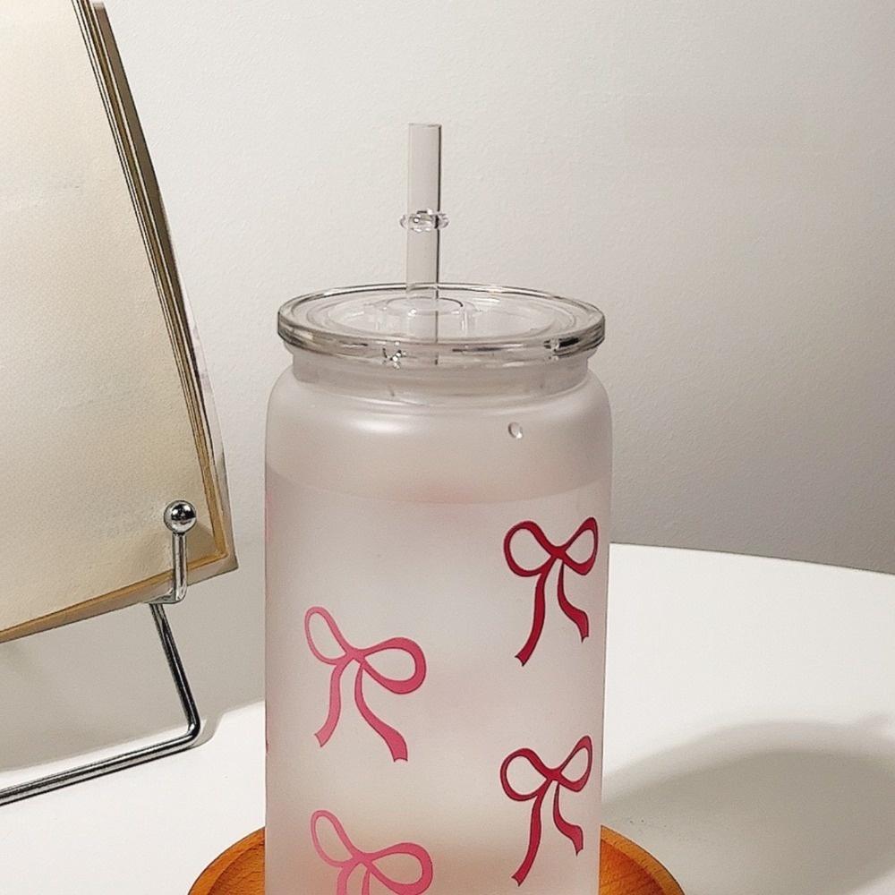 Bowknot Coffee Cup Transparent Water Bottle New Straw Mug
