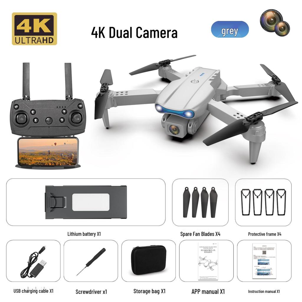 E99 Folding Drone with 4K Dual Cameras: Four-Axis Aerial Photography, Fixed Height, Remote Control Airplane Toy K3.