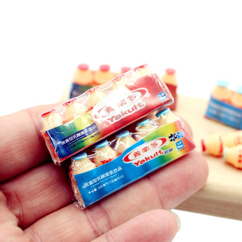 Dollhouse Mini Plastic Package Yakult Drinks Simulation Pretend Play Doll Food Drink For Dollhouse Kitchen Accessories Decor Toy