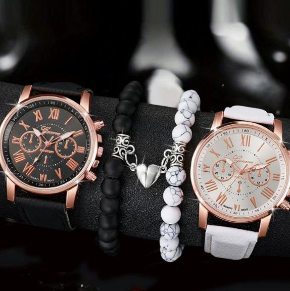 New Women'S Korean Version Of High-End Quartz Watch Simple Classic Silicone Strap Women'S Watch Fashion Set