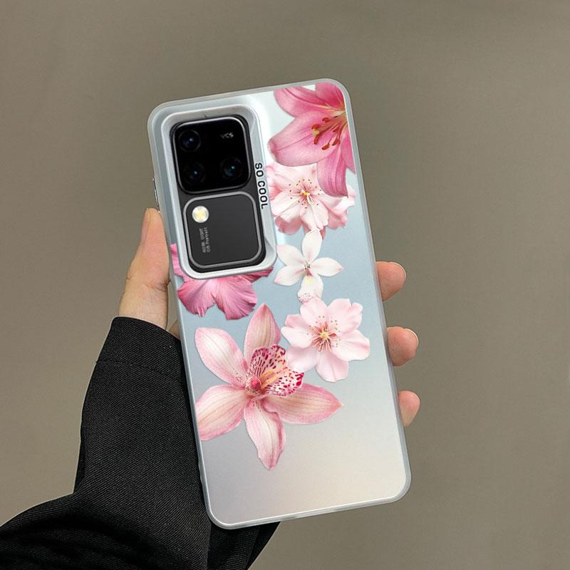 

For Samsung Galaxy S21 S23 S24 FE S25 S24 S23 S22 Ultra Plus Laser Phone Case Realistic Lily Flower Print Shockproof Back Covers Samsung S23