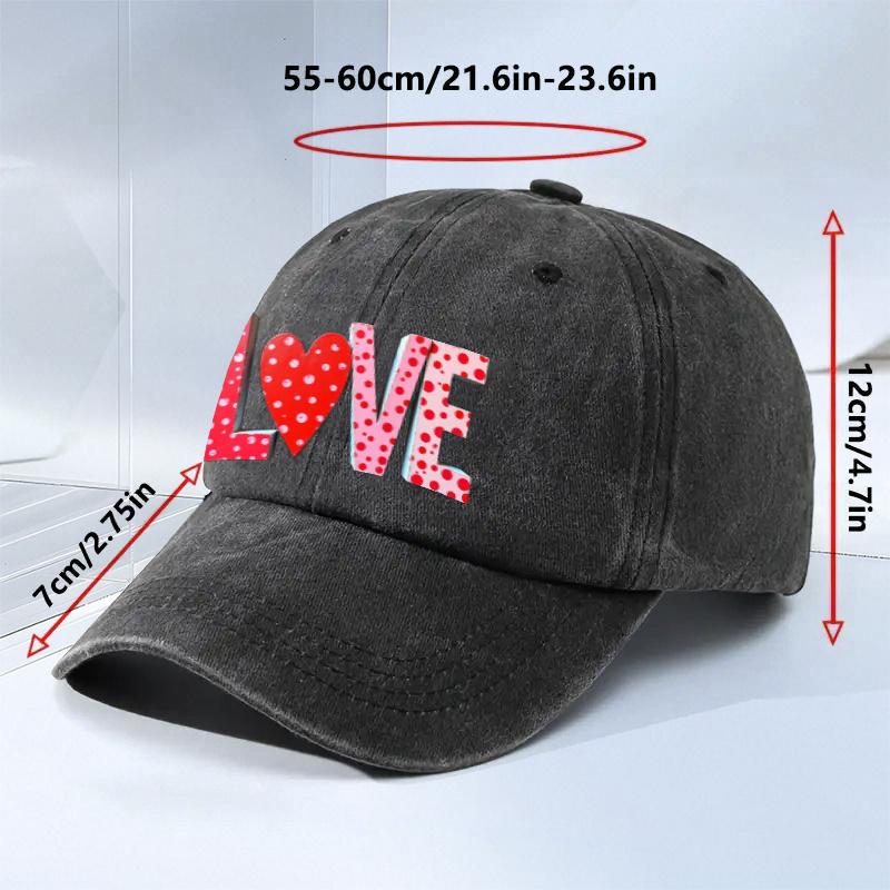 Polka Dot Love Heart Baseball Cap Adjustable Polyester Casual Hat for Men Women Sports Accessory