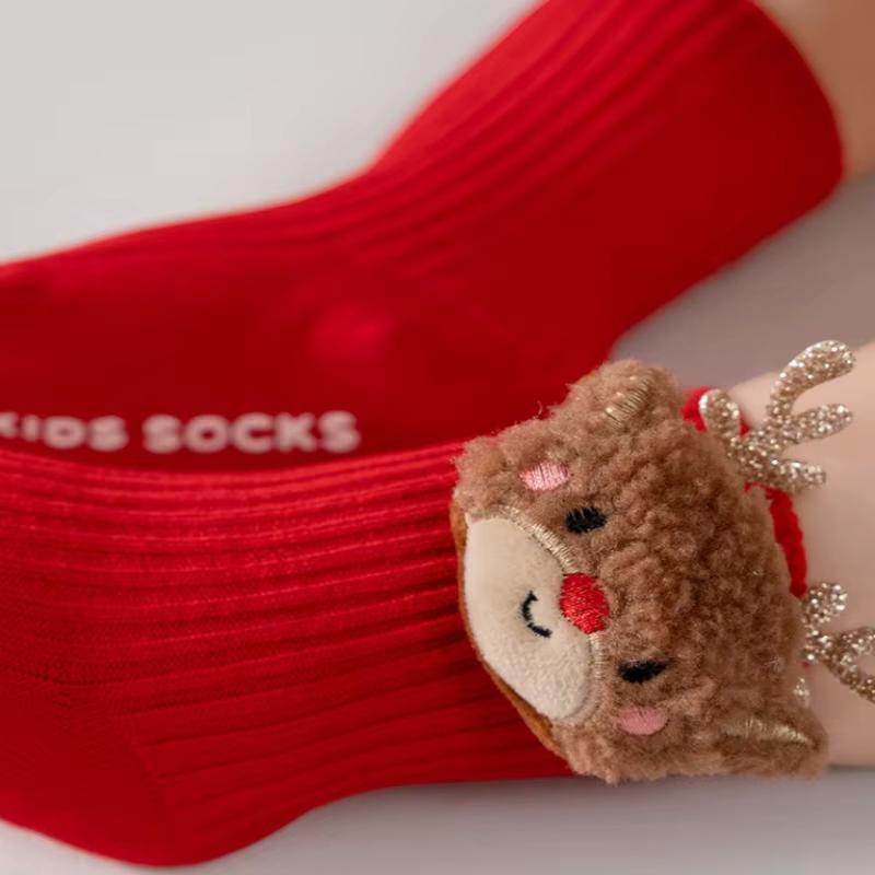 Babysocken für Jungen Mädchen Winter Warm Rot Weihnachten Kinder Anti-Rutsch Boden Kleinkind Socken Weihnachten Niedlich Elch Baum Schneemann Socke 0-3T