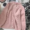 Soft waxy short twist cardigan women's autumn new round neck loose solid color knitted sweater fashion sweater jacket