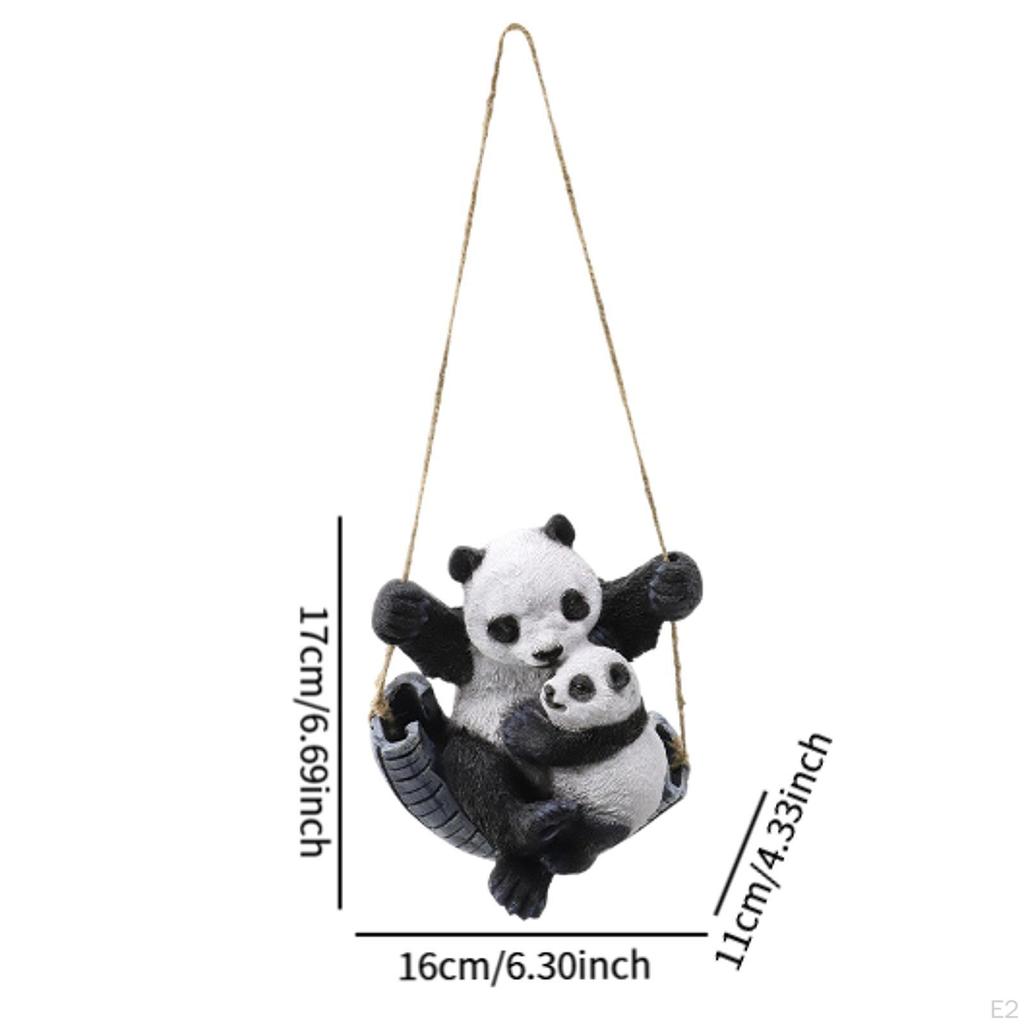 Hanging Panda Sculpture, Garden Statue, Cute Decoration, Animal Figurine Resin Ornament for Yard