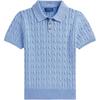 Polo Cotton Cable Knit Polo Collar Short Sleeve Solid Color Sweater Kids Sweater 323962923-503