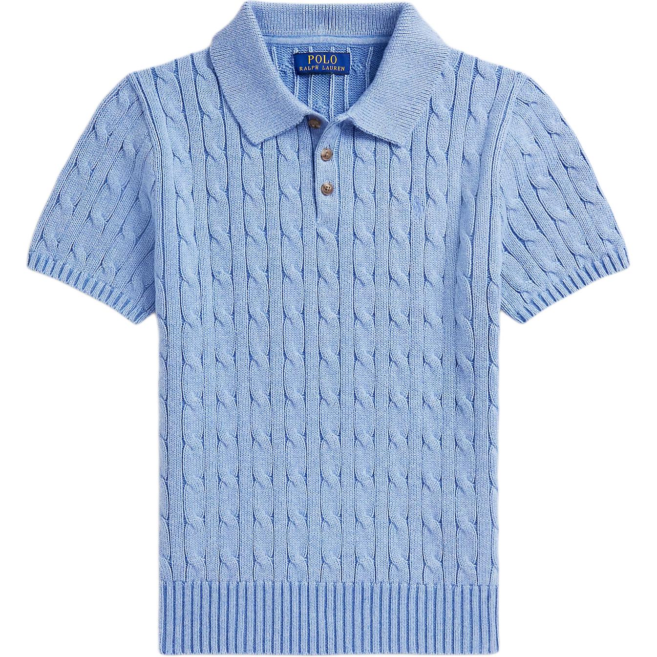 

Polo Ralph Lauren Хлопковый свитер-поло с косами, воротником-поло, коротким рукавом, однотонный, детский свитер 323962923-503 XL