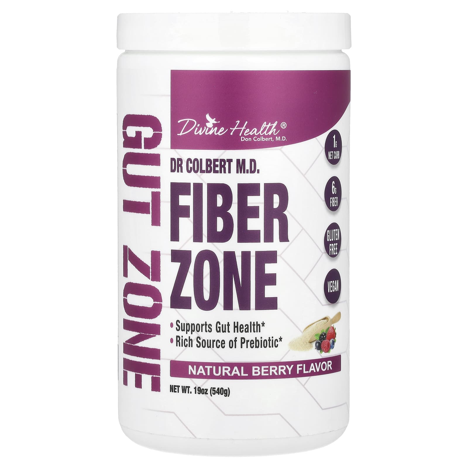 

Divine Health, Perlmutter Colbert MD FiberZone, натуральна ягода, 19 унцій (540 г)