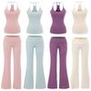 Women's Cross-border Yoga Set: Bare Feel Sports Tank with Chest Pads & High Elastic Flared Fitness Pants