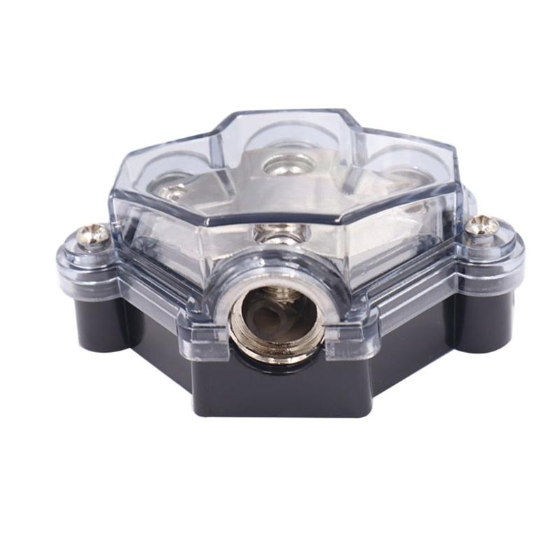 Car Audio Power Distribution Block 5 Way 3 Way Wire Distribution 1x 0 Gauge AWG in, 3x 4 Gauge AWG Out for Boat Vehicles Auto