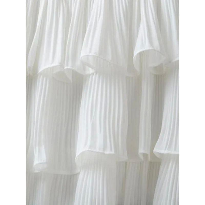 Anti Glare Elastic Waist Lovely Skirt Elastic Waist Loose Pleated Skirt