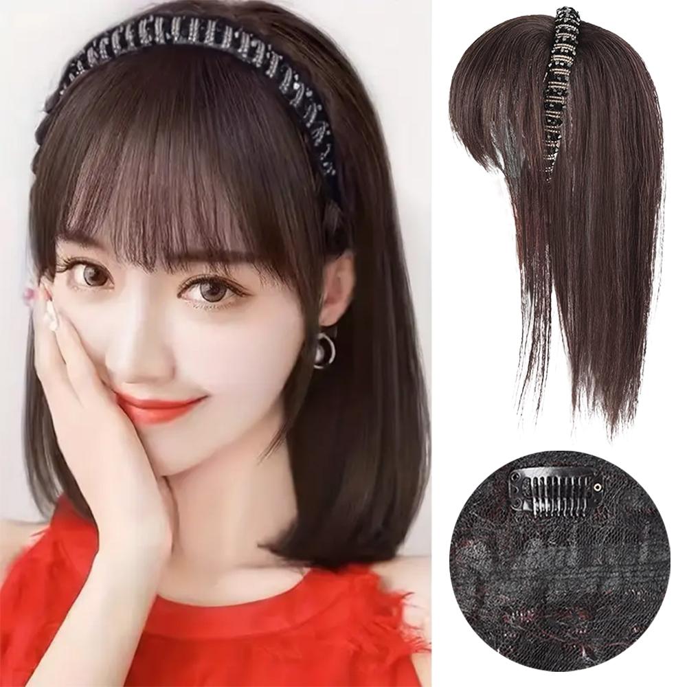 

LISI HAIR 1 шт. Элегантные синтетические волосы на заколках, челка, парик, резинка для волос на лбу, челка, наполнитель, волосы для женщин, повседневные и праздничные волосы 25cm