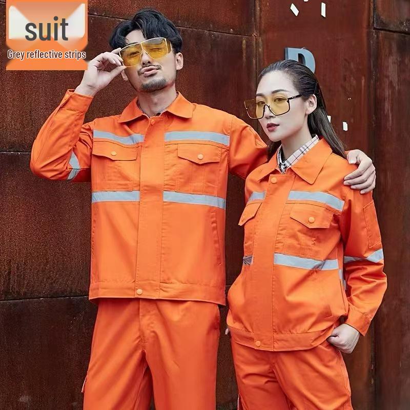 Reflective Workwear Set: Spring & Autumn, Summer Sanitation, Road Construction, Wear-resistant, Thin Long-sleeved Uniform