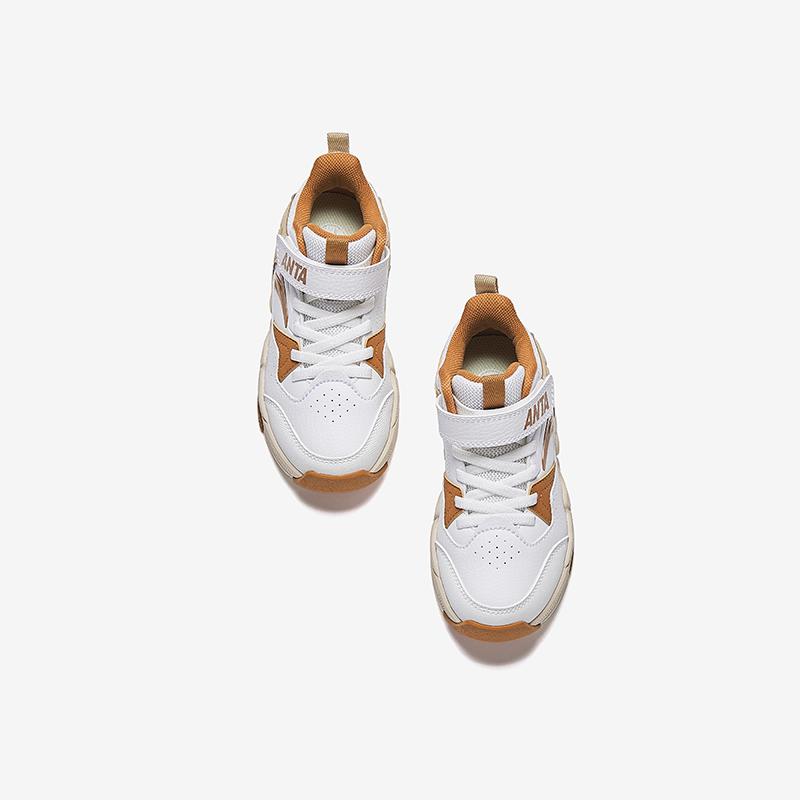 Anta Kids Synthetic Leather Fabric Trendy Comfortable Versatile Non-Slip Kick-Resistant Durable Mid-Top Basketball Shoes A12519901-2