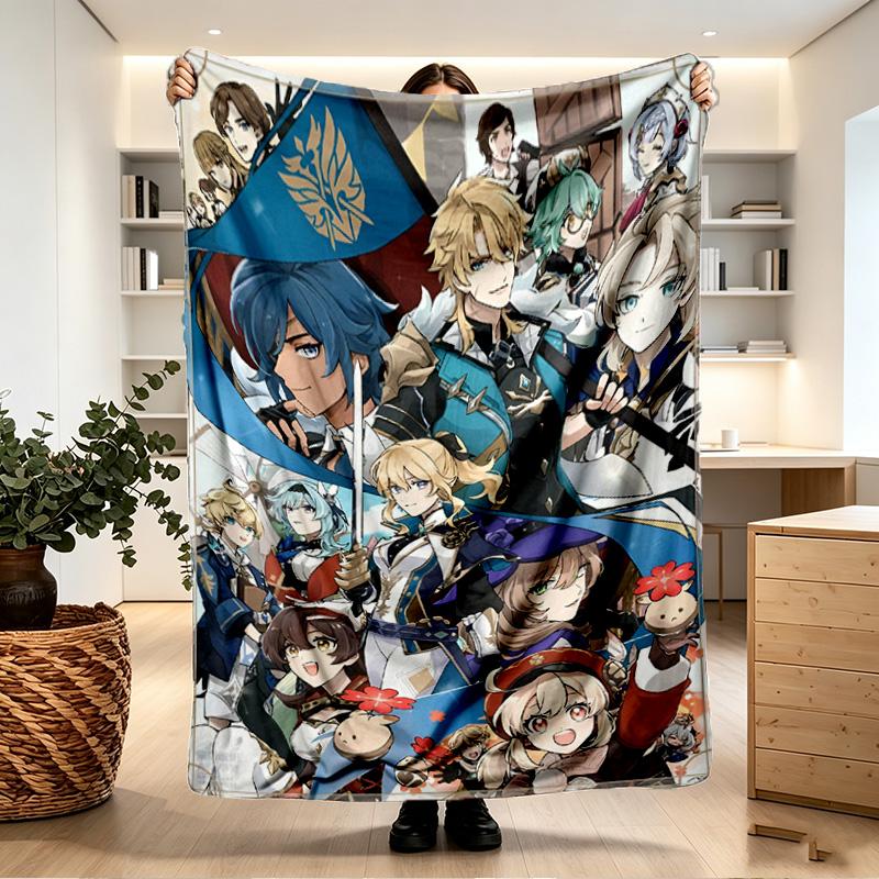 Genshin Impact Print Blanket - Soft & Comfortable, for Bedroom, Travel, Sofa, Home Decoration - Birthday Christmas Gift for Friend