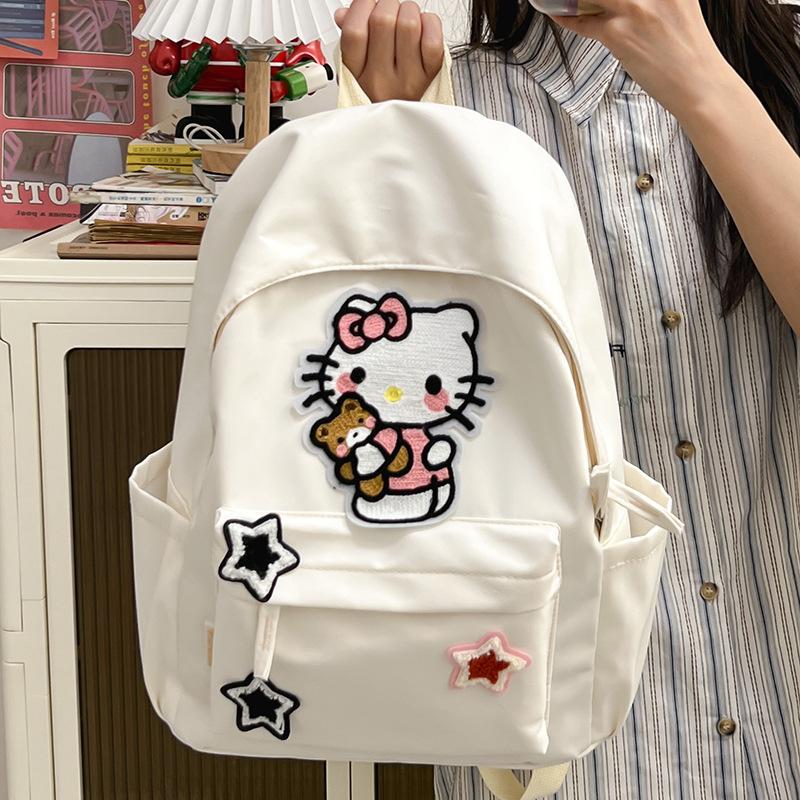 Schoolbagkt Cat School Bag Female Junior High School Student Backpack Large Capacity College Student Campus Backpack Oxford Cloth Backpack