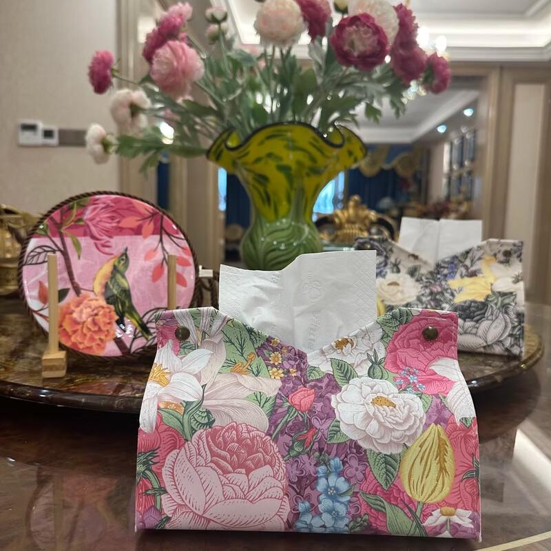Elegant Lotus Floral Retro Tissue Box