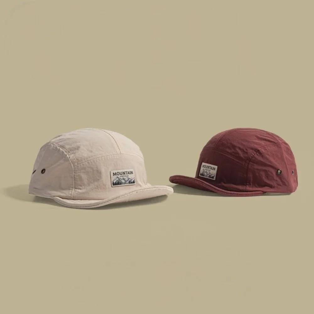 Embroidered 5 Panel Cap Short Brim Sun Hat Vintage Baseball Cap Women Men