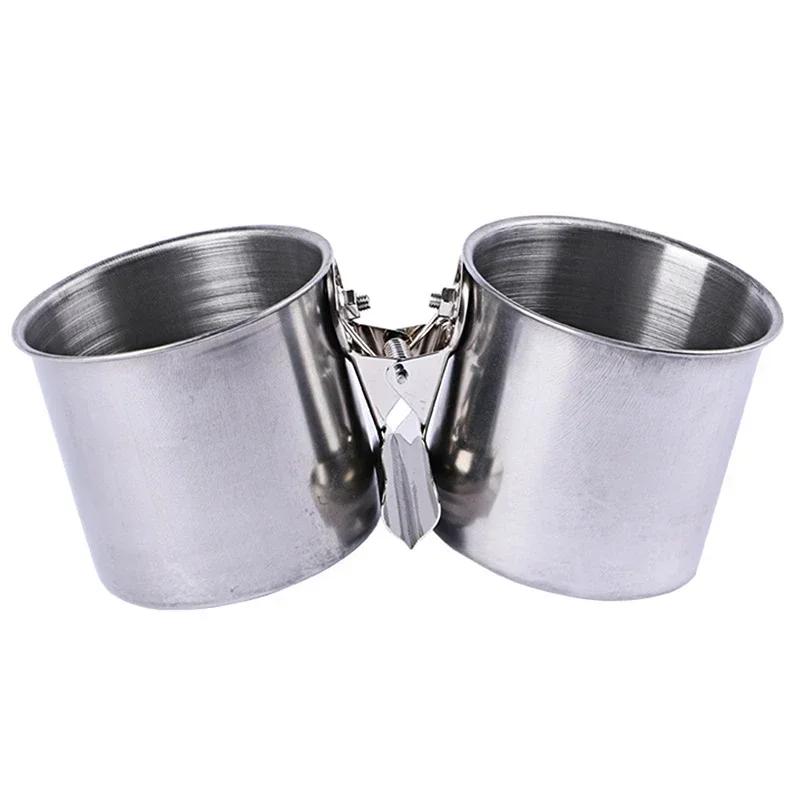 Birds Hanging Cage Bowl Stainless Steel Pet Birds Dish Cup Anti-turnover Feeding Food Drinking Feeder for Parakeet Lovebird Bowl