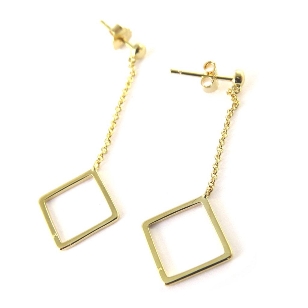 Les Trésors De Lily [N5324] - Gold Plated 'Choréographie' Earrings (lozanges) - 47x11 Mm