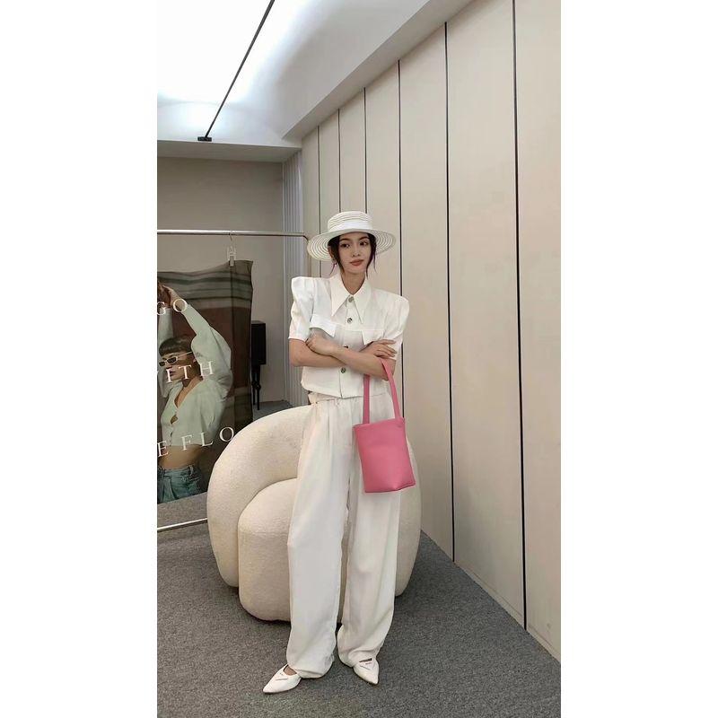 

Нишевый стиль Воловья кожа Рабочая одежда Модная наплечная сумка-тоут Pink small size(Import first layer cowhide])