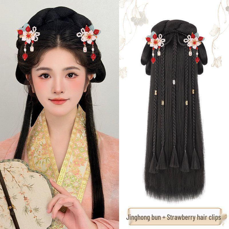 Set di Copricapi Hanfu Stile Dinastia Ming con Fascia Pigra e Chignon Parrucca