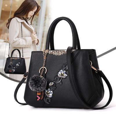 Simple New Contrasting Color Women's Bag Handbag Foreign Style Embroidered Shoulder Messenger Bag Fashion Bag One Piece