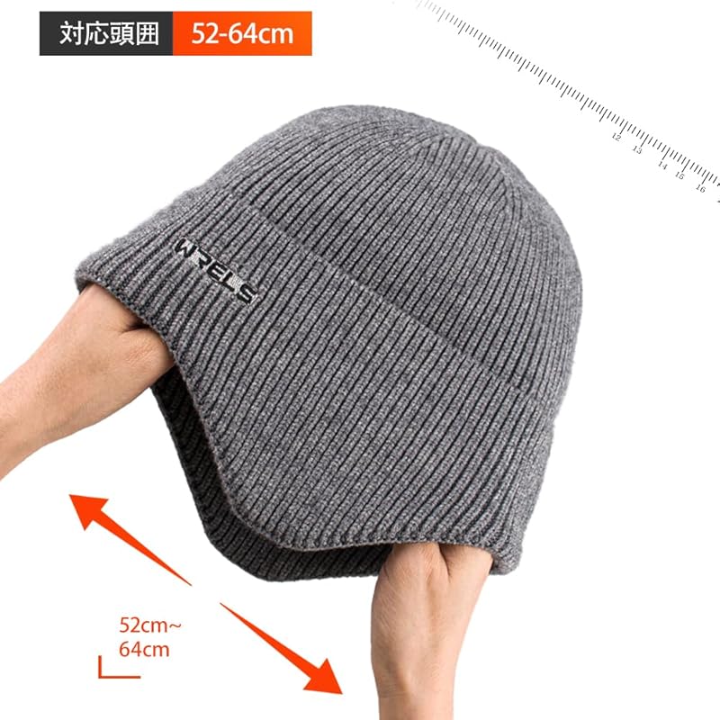 [WRELS] knit hat earmuffs knit hat men's ladies for winter cap head warmer 52-64cm Cold protection Heat retention snow boat summer knit skiing