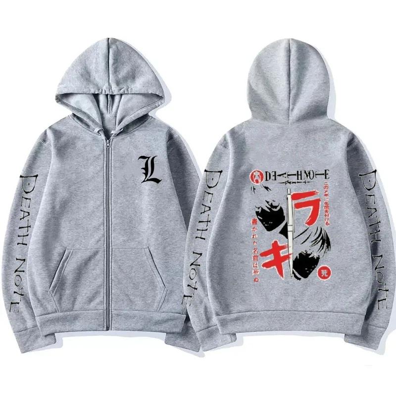 New Death Note Graphic Print Zipper Hoodie Fall Winter Men Women Zipper Hoodies Fashion Trend Sweatshirt Tops Streetwear