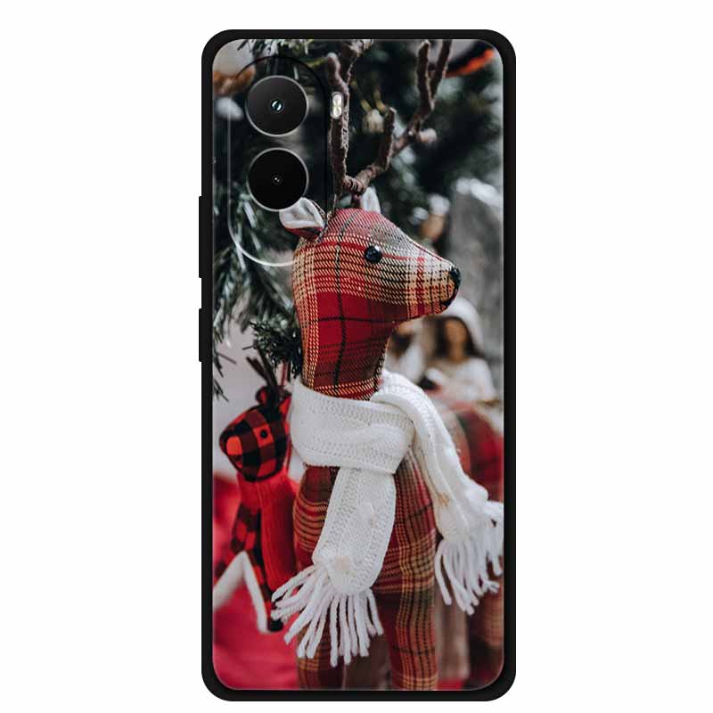Christmas Phone Case For Poco M7 4G Case Christmas Tree Black Silicone Bumper For Xiaomi Poco M7 4G Cover PocoM7 Cartoon Coque