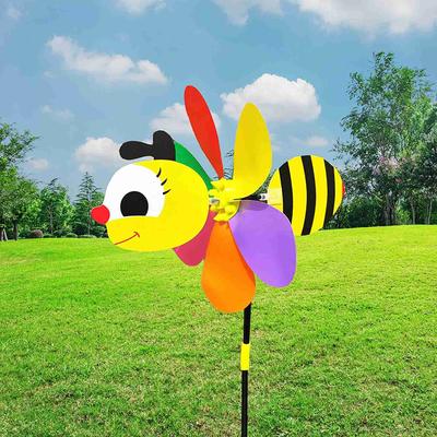 A34R 6Pcs Bee Wind Spinners Pinwheels 3D Animal Windmills Garden Stakes Ornaments For Lawn Yard Patio Party Decor