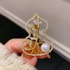 Women Brooch Sparkling Rhinestone Imitation Pearl Inlaid Gourd Shape Anti-Exposure Buckle Suits Sweaters Cheongsam Badge Outfit Accessory