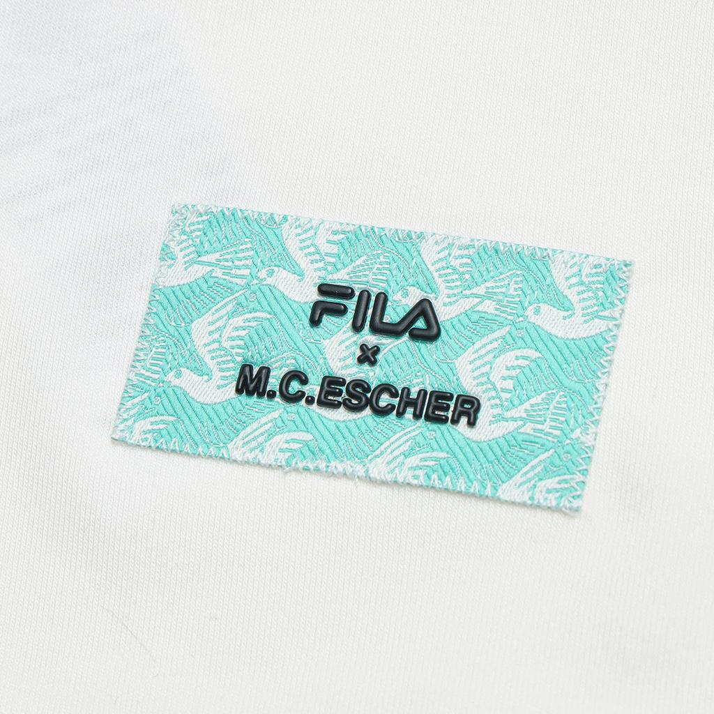 FILA X M.C. ESCHER Heritage Series Fashion Minimalist Round Neck Pullover Short Sleeve T-Shirt Women T-Shirt Cloud-White F11W538105F-WT