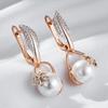 Fashion Crystal Flower Pearl Drop Earrings For Women  Rose Gold  Color Mix Boho Ethnic Wedding Jewelry Gift