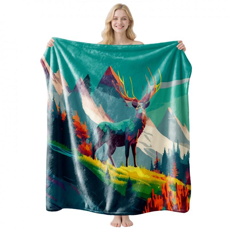 Cool Contrast Tiger Print Flannel Blanket Soft Nap Air Conditioner Throw Home